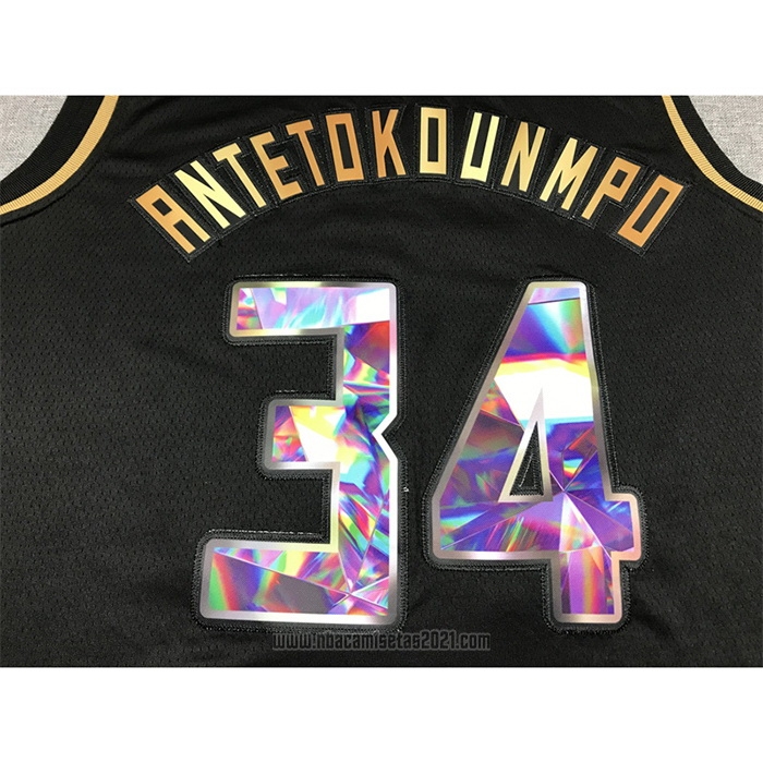 Camiseta Golden Edition Milwaukee Bucks Giannis Antetokounmpo #34 2021-22 Negro